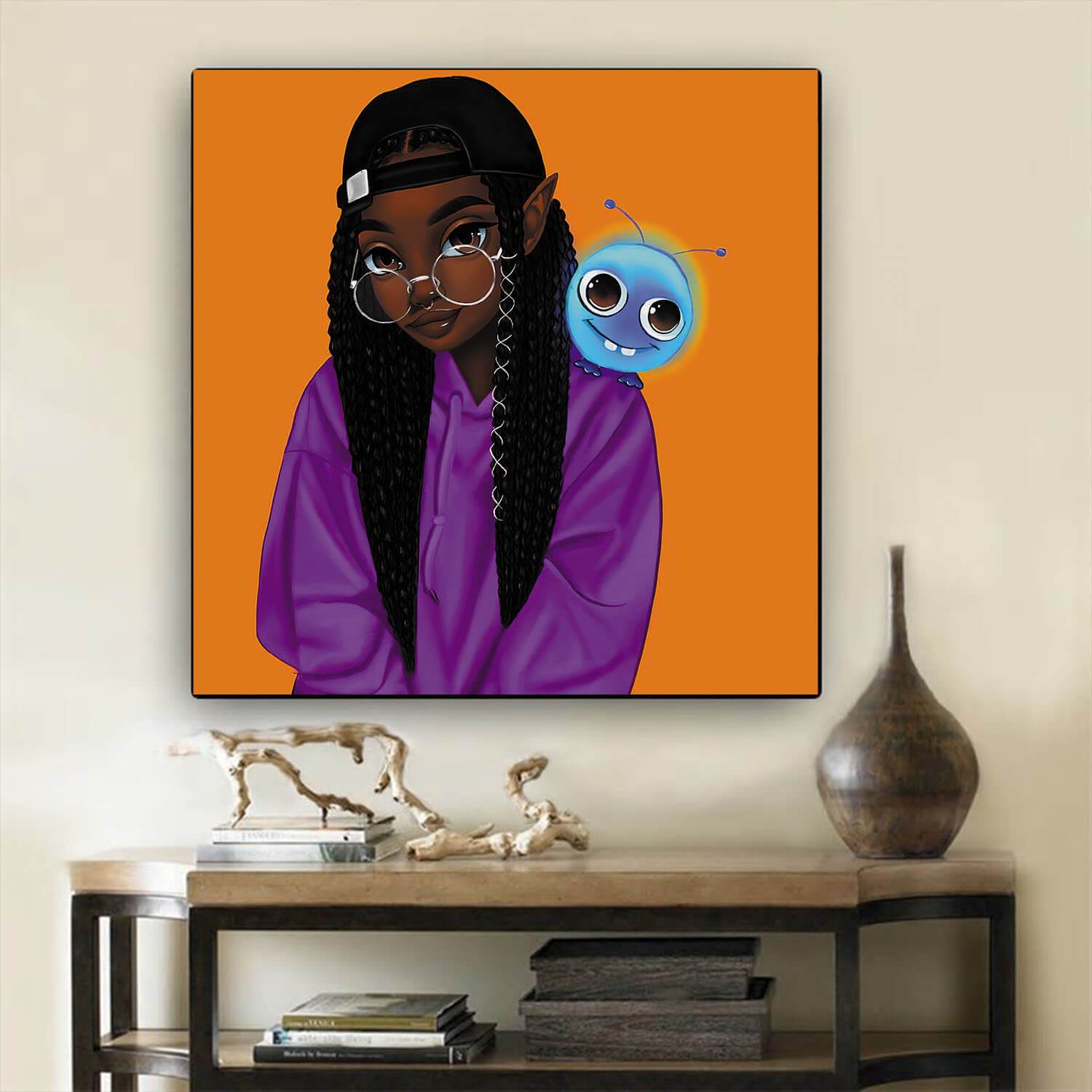 African American Wall Art Pretty Melanin Poppin Girl African Canvas Afrocentric Home Decor Ideas BPS80300