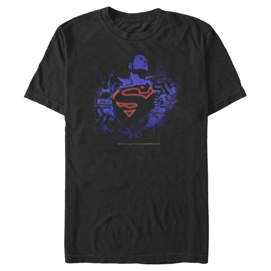 Superman Men’s Hero Graffiti Neon Print  T Shirt