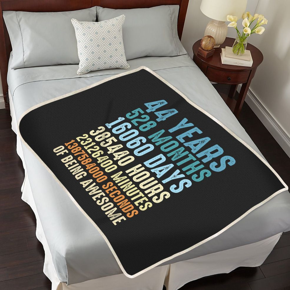 44Th Anniversary Blanket For Couple, Husband & Wife, Him & Her