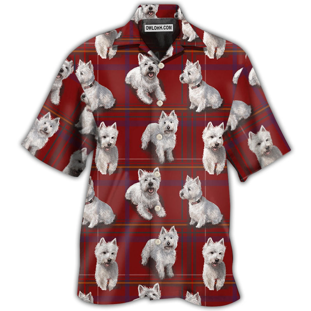 West Highland Terrier Dog Lover Red Background – Hawaiian Shirt  – Owl Ohh