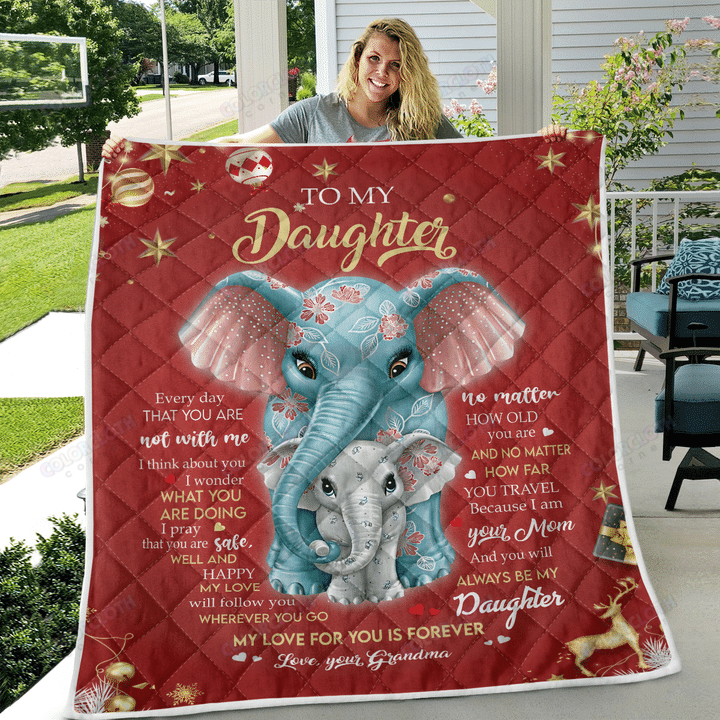 To My Daughter – Elephant Lover Christmas Quilt Tv057933