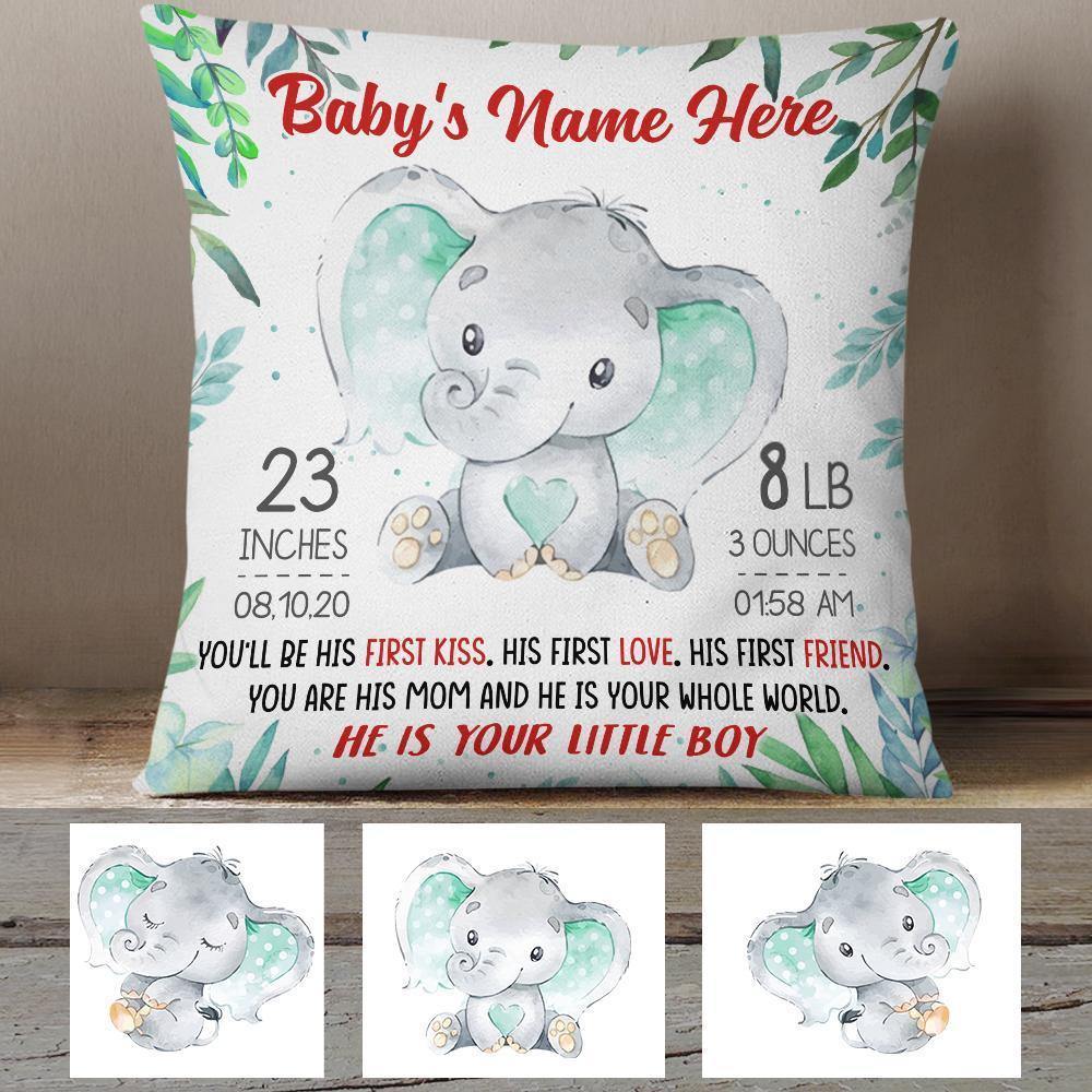 [Personalized Name & Date] First Mother Day Elephant Pillow Sofa, Throw Pillow Covers