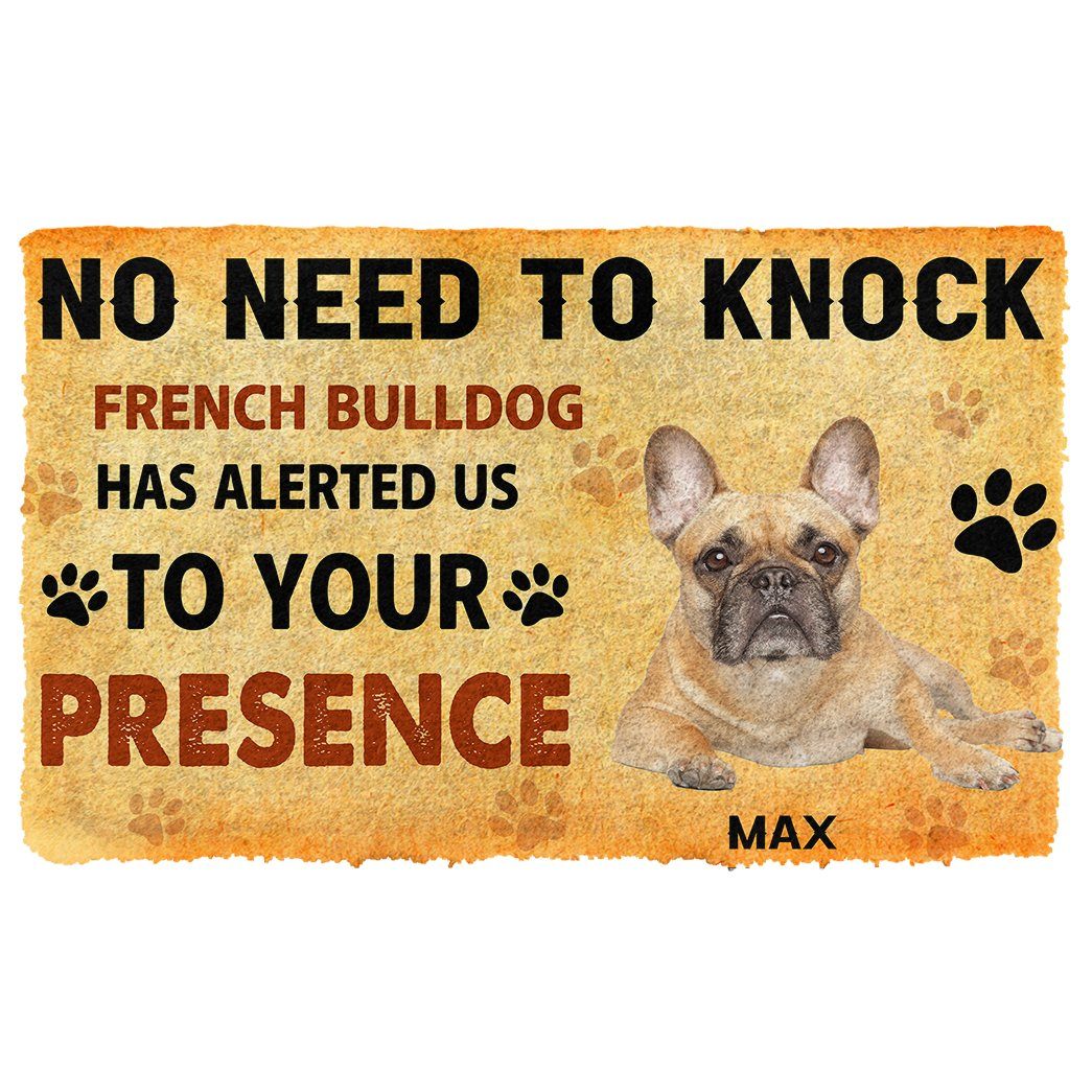 Gearhumans  Gearhuman 3D No Need To Knock French Bulldog Dog Custom Name Doormat