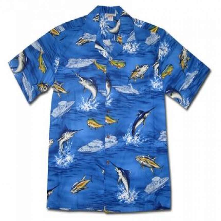 Feisty Fish Blue Hawaii Shirt Ha74151