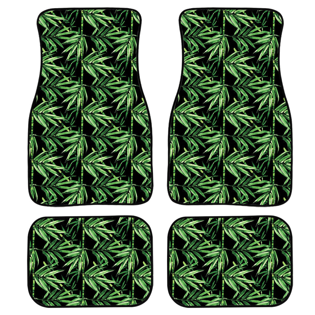 Watercolor Bamboo Pattern Print Front And Back Car Floor Mats, Front Car Mat