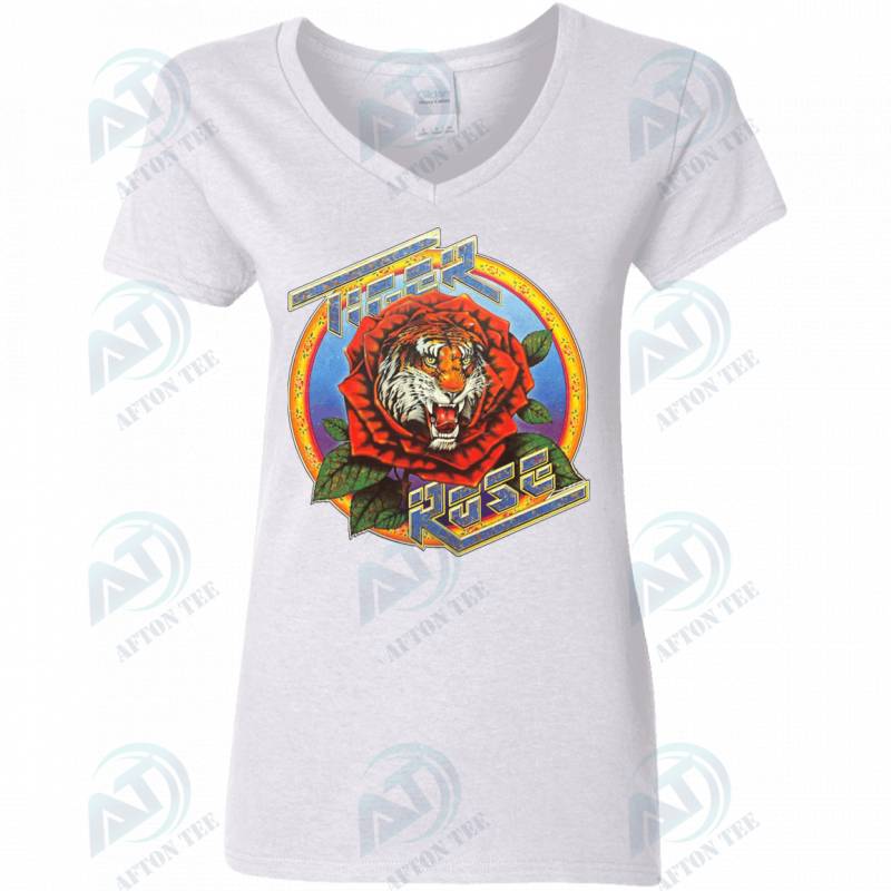 1977 Robert Hunter Tiger Rose Alton Kelley Mouse Studios Rock Ladies. V-Neck T-Shirt