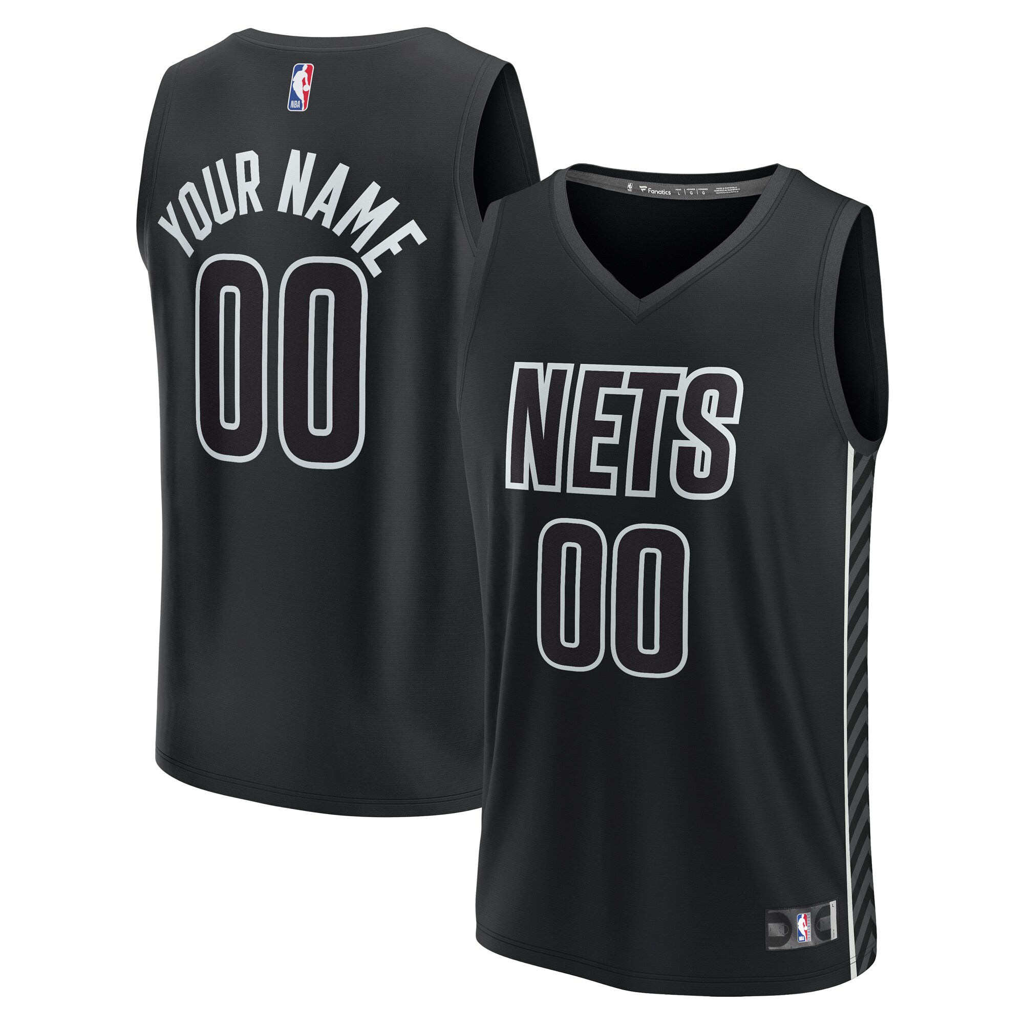 Brooklyn Nets Youth Fast Break Custom Jersey – Statement Edition – Black