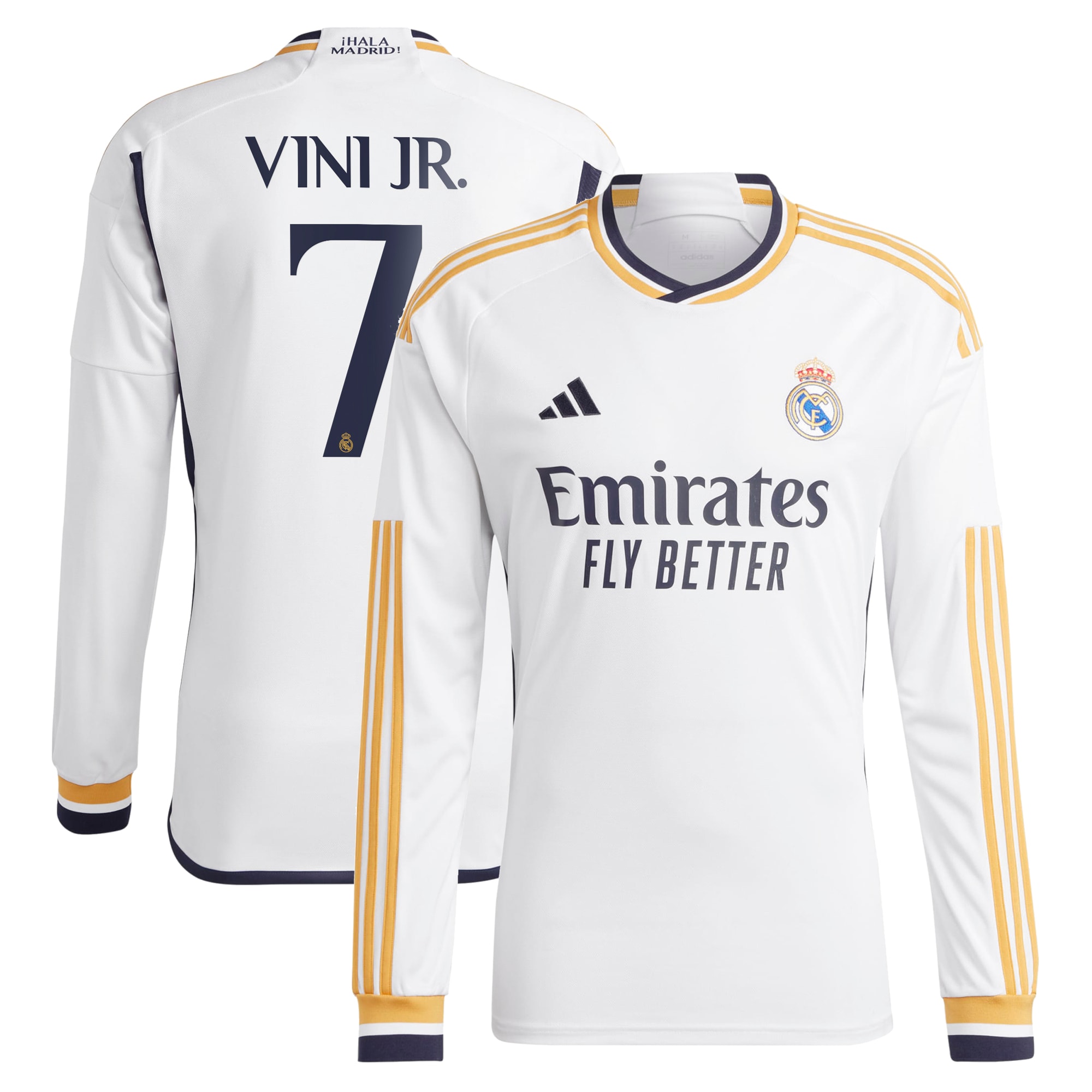 Vini Jr. Real Madrid 2023/24 Home Long Sleeve Replica Player Jersey – White