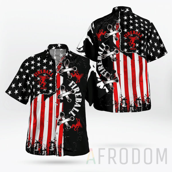 Usa Flag Fireball Whiskey Hawaii Shirt Ha7139