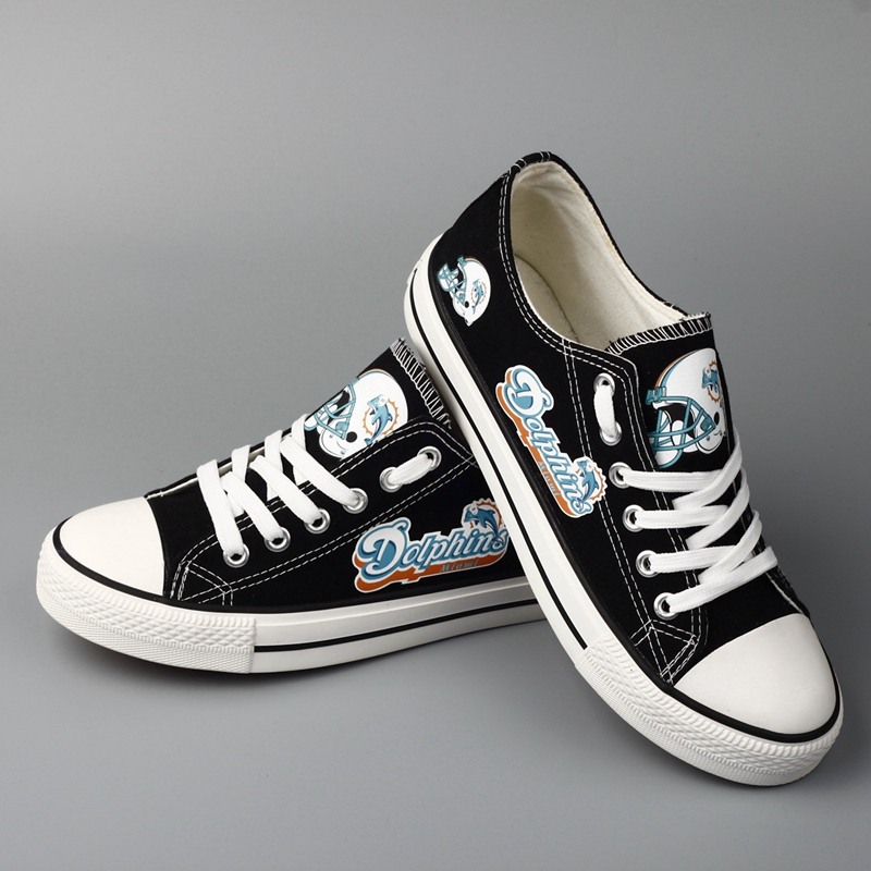 Miami Dolphins Canvas Shoes Black Sneakers Style #2