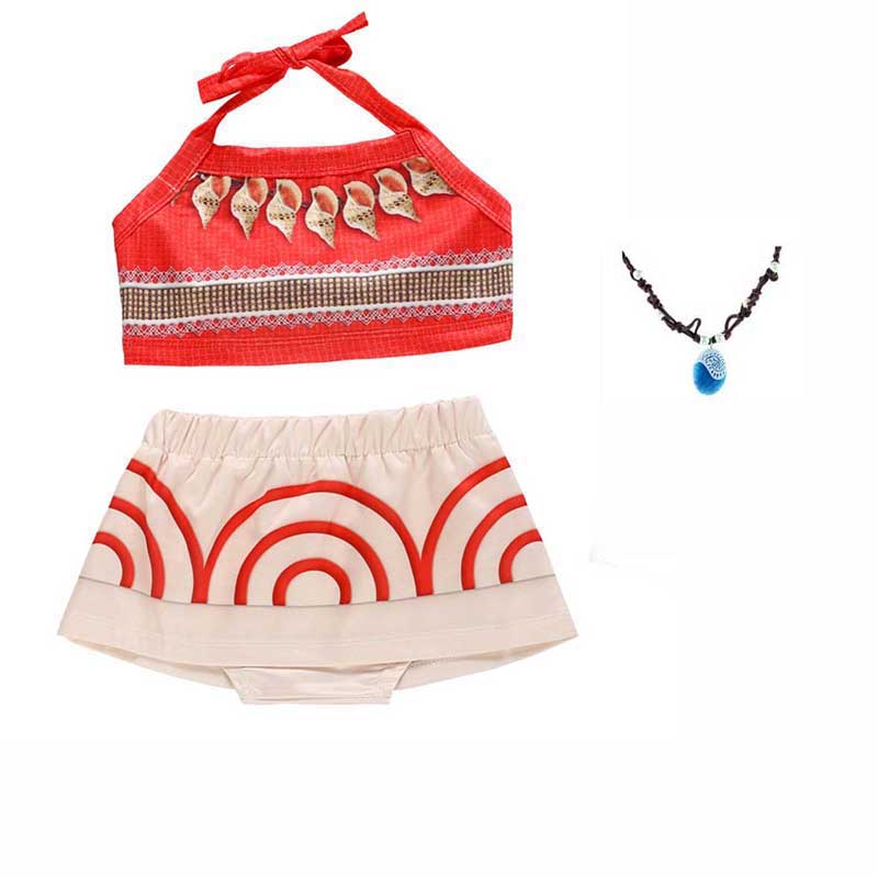 Toddler Baby Vaiana Dress Up Little Girl Boys Moana Cosplay Costume Necklace Halloween Christmas Costume alx