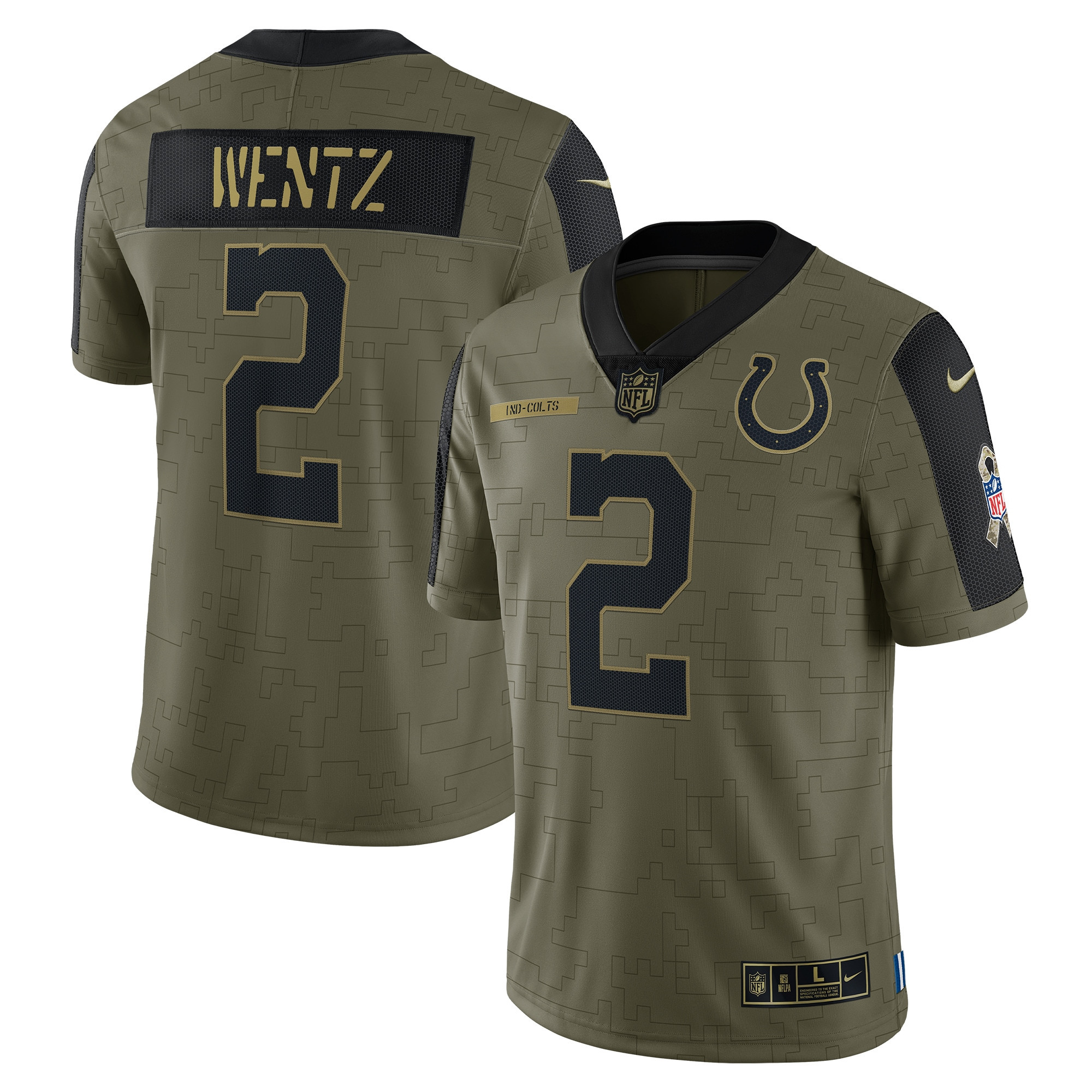 Carson Wentz Indianapolis Colts 2021 Salute To Service Limited Player Jersey – Olive NFL