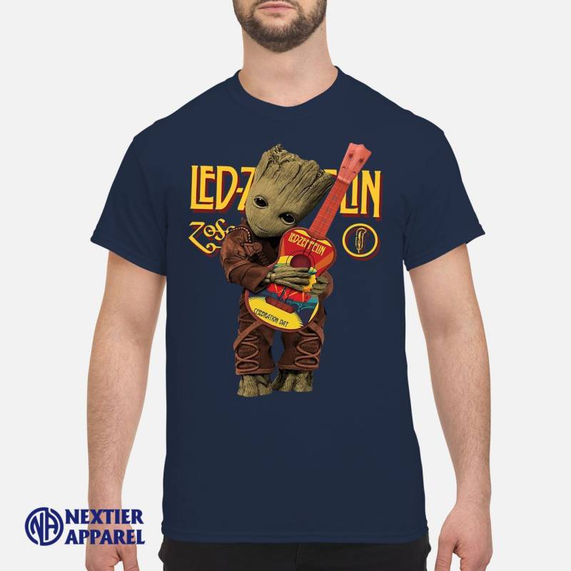 Baby Groot Hug Led Zeppelin Guitar Shirt Classic Men’s T-Shirt