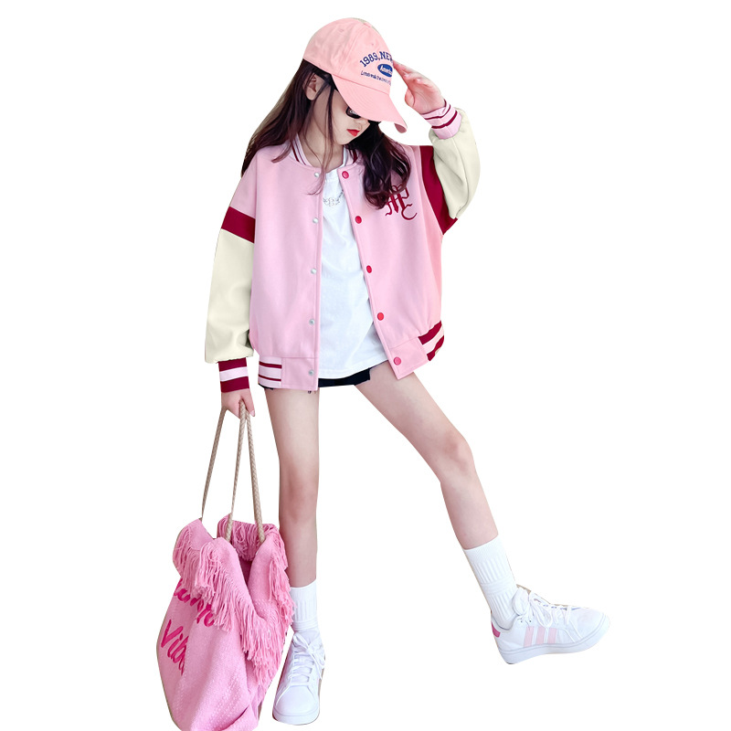 Winter Autumn Kids Baby Bomber Jacket Kids Baby Coat Pink College Jacket For Girls Clothes Child Girl Coat Tracksuit Clothing alx