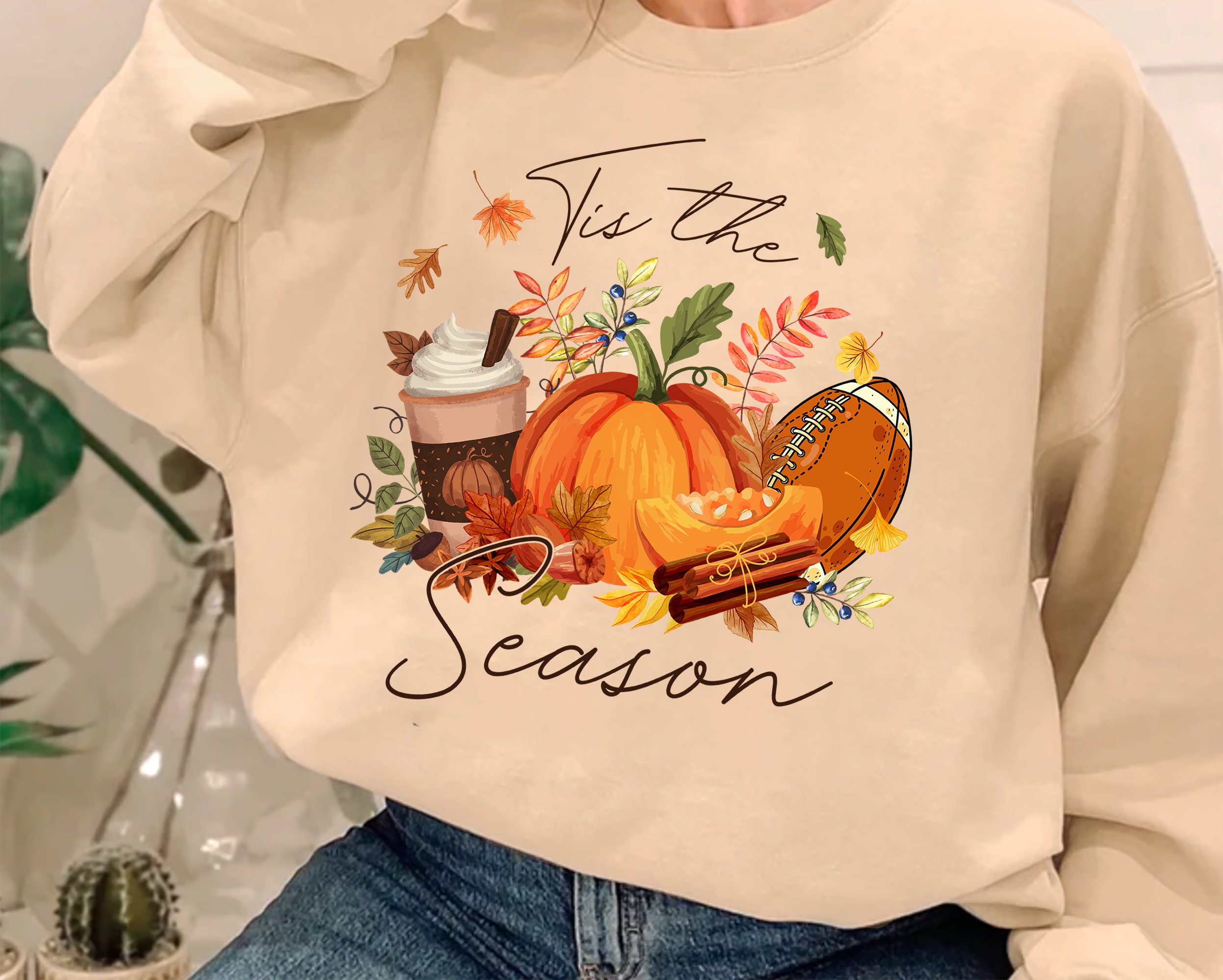 New Fashion Tis The Season Sweetshirt, Fall Football Hoodie, Pumpkin Patch Shirt, Autumn Shirt, Womens Halloween Shirt, Fall Graphic Tee, Fall Coffee