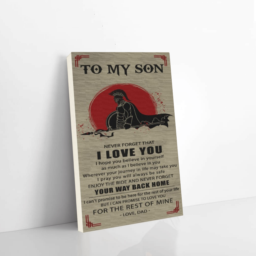 spartan canvas dad to son never forget that i love you