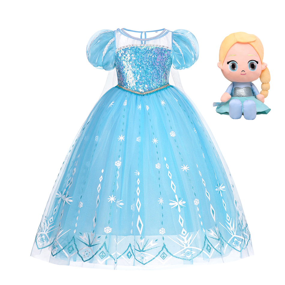 2022 Frozen Elsa Cosplay Dress Halloween Fancy Costume Girl Snow Queen Birthday Party Children Princess Clothes alx