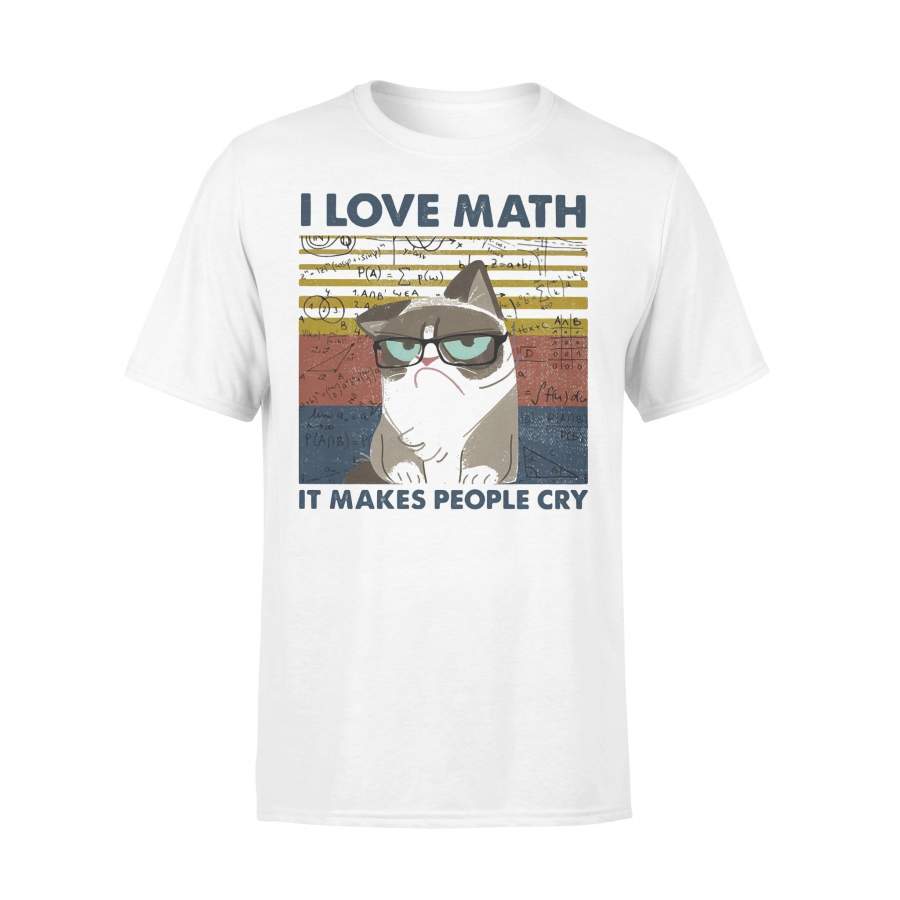 I Love Math It Makes People Cry Cat Vintage Retro T-shirt