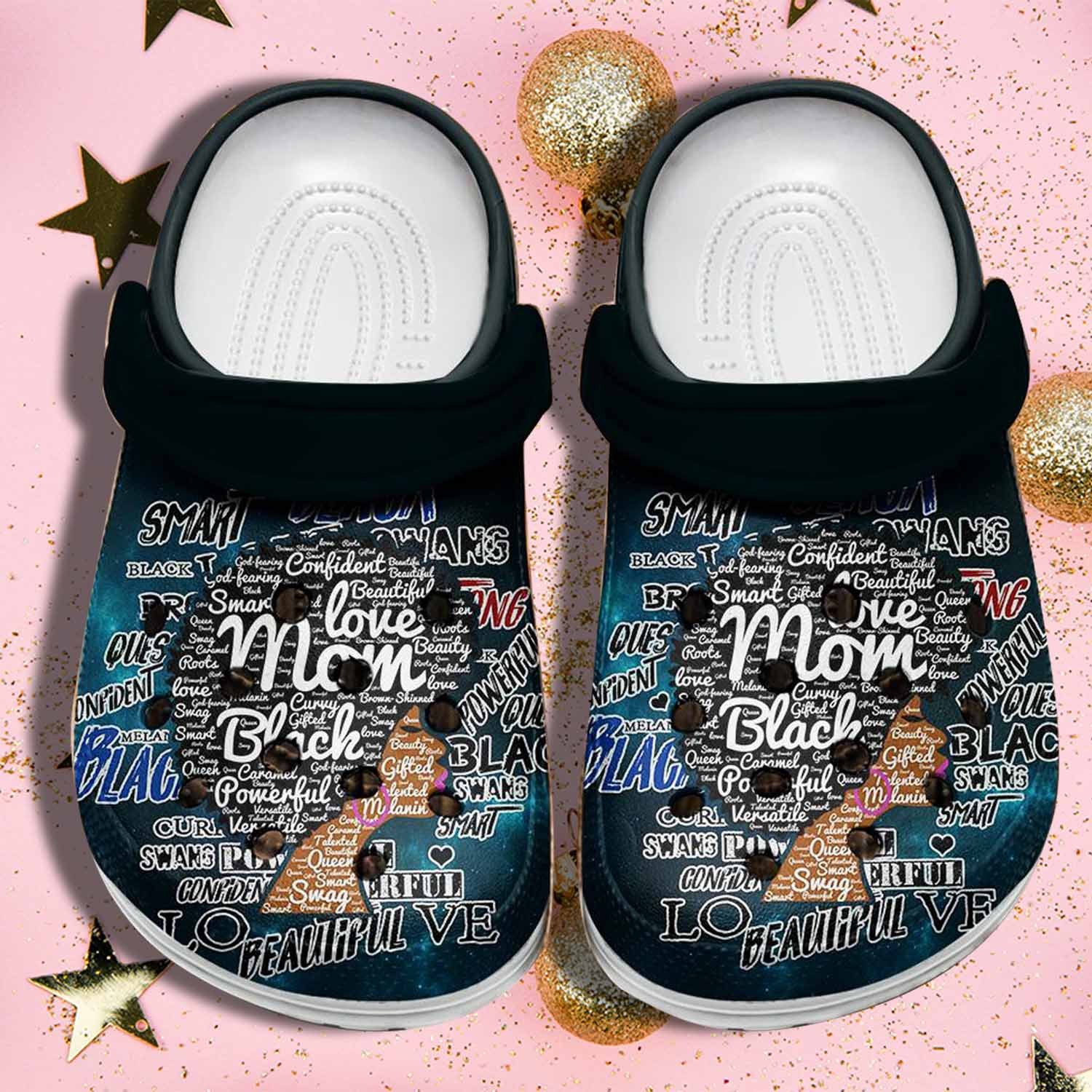 Mom Black Shoes Crocs For Black Mom Mothers Day – Beautiful Hair Black Women Croc Shoes Gifts Grandma