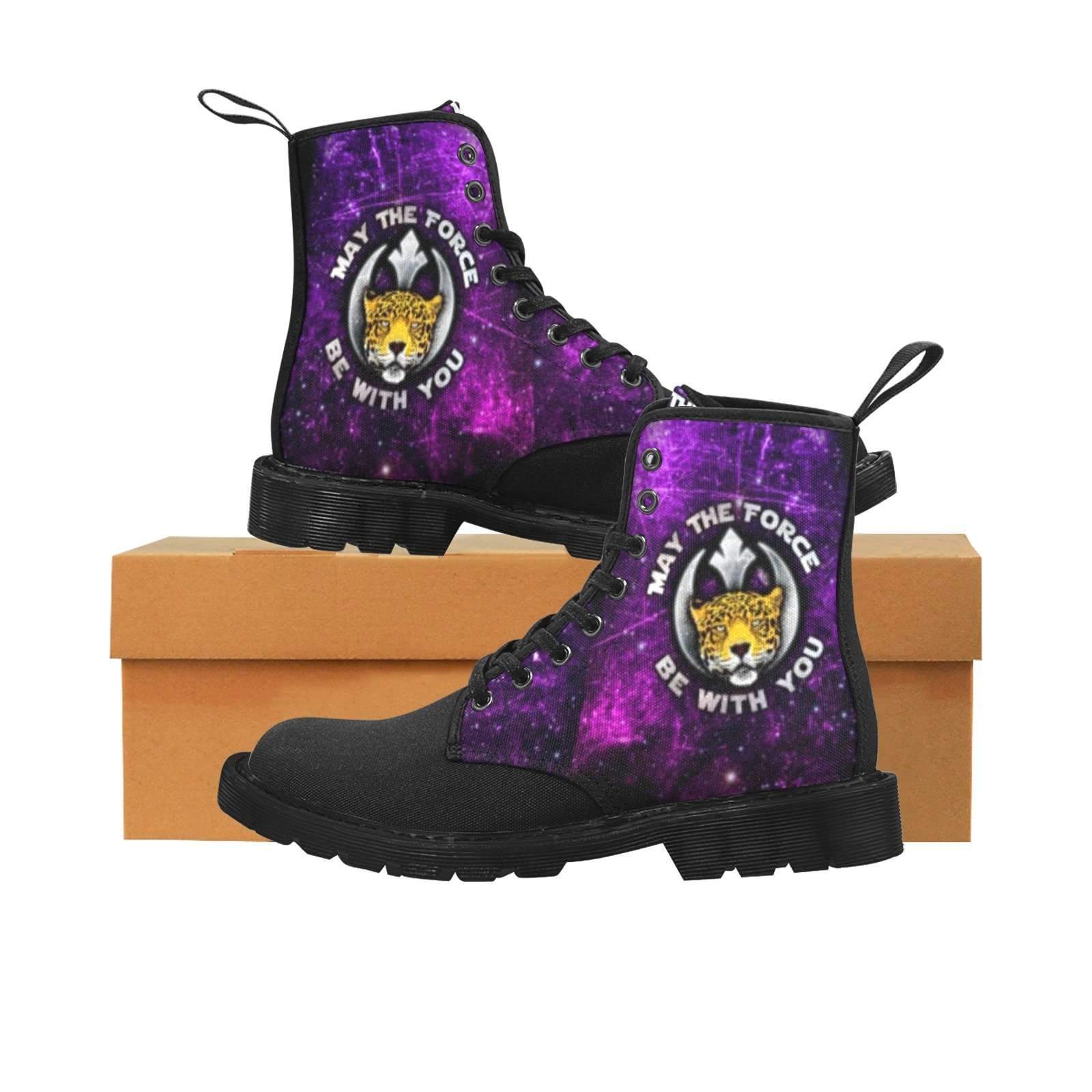 Rebel Leopard 7 Eye Lace Up Canvas Combat Boots