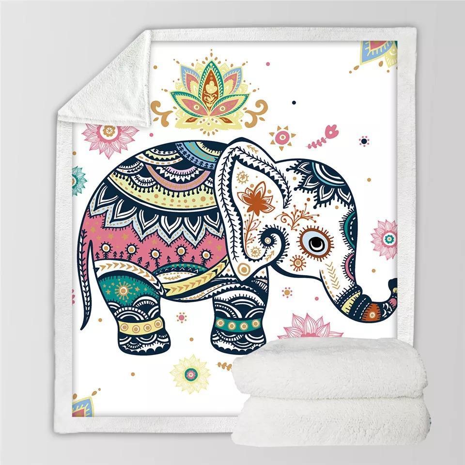 Rainbow Elephant  Throw Blanket