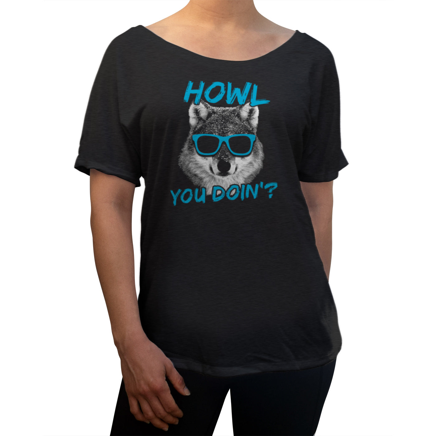 Women’S Howl You Doin Funny Wolf Scoop Neck T-Shirt