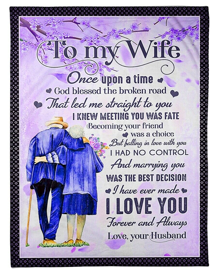 To My Wife I Knew Meeting You Was Fate, Fleece Blanket Home Decor Bedding Couch Sofa Soft And Comfy Cozy Gift For Valentine’S Day To Wife