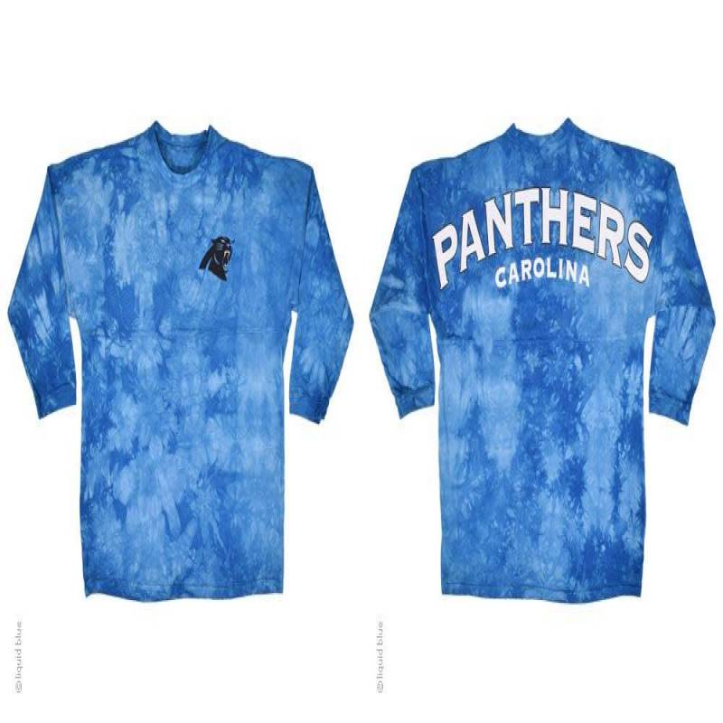 Carolina Panthers Logo Tie Dye Sweeper Long Sleeve Oversized Top Shirt Jersey