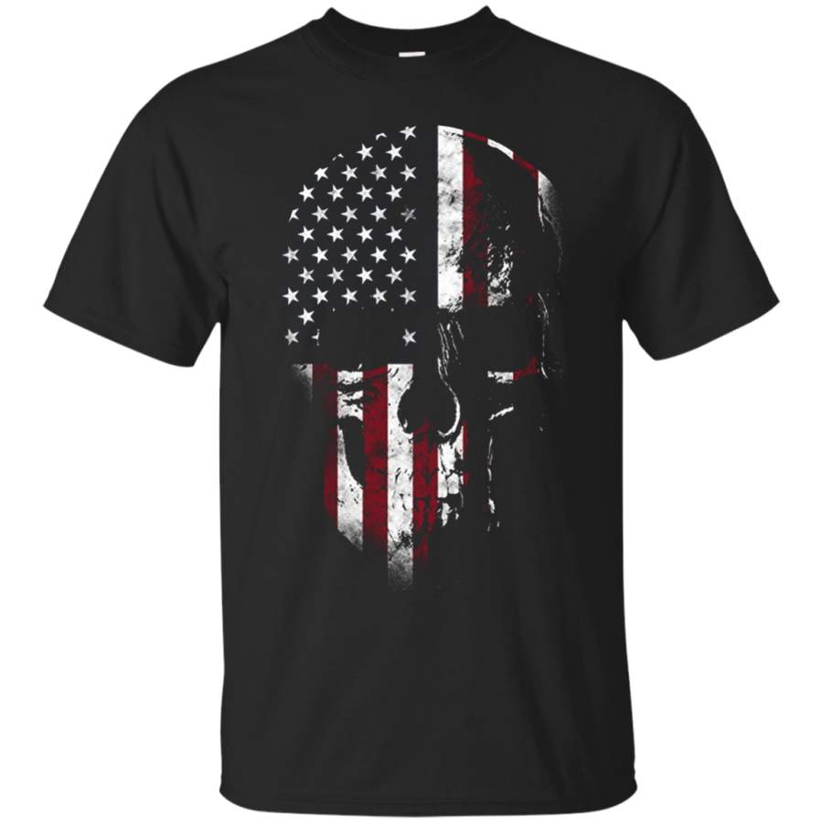 AGR For Fun American Flag Skull Patriotic 4th of July Cotton T Shirt