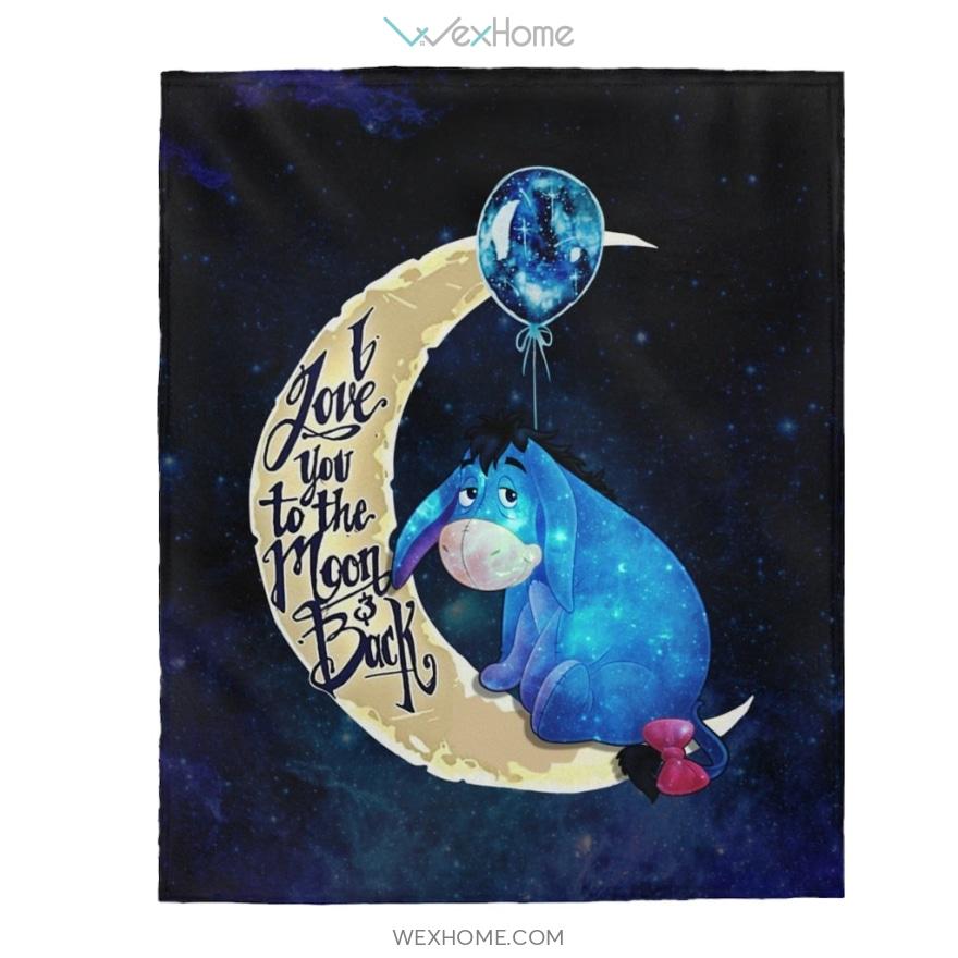 Eeyore I Love You To The Moon And Back Velveteen Plush Blanket W1711