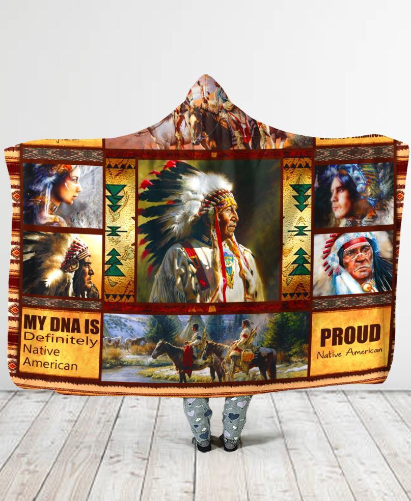 Welcomenative Native Chief Hooded Blanket, All Over Print, Native American