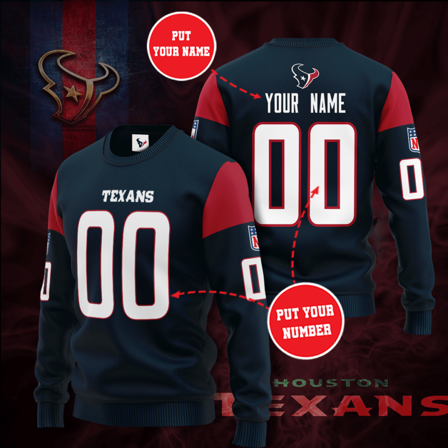 Personalized Houston Texans Football Team Texans All Over Print 3D Sweatshirt-Blue-Tph