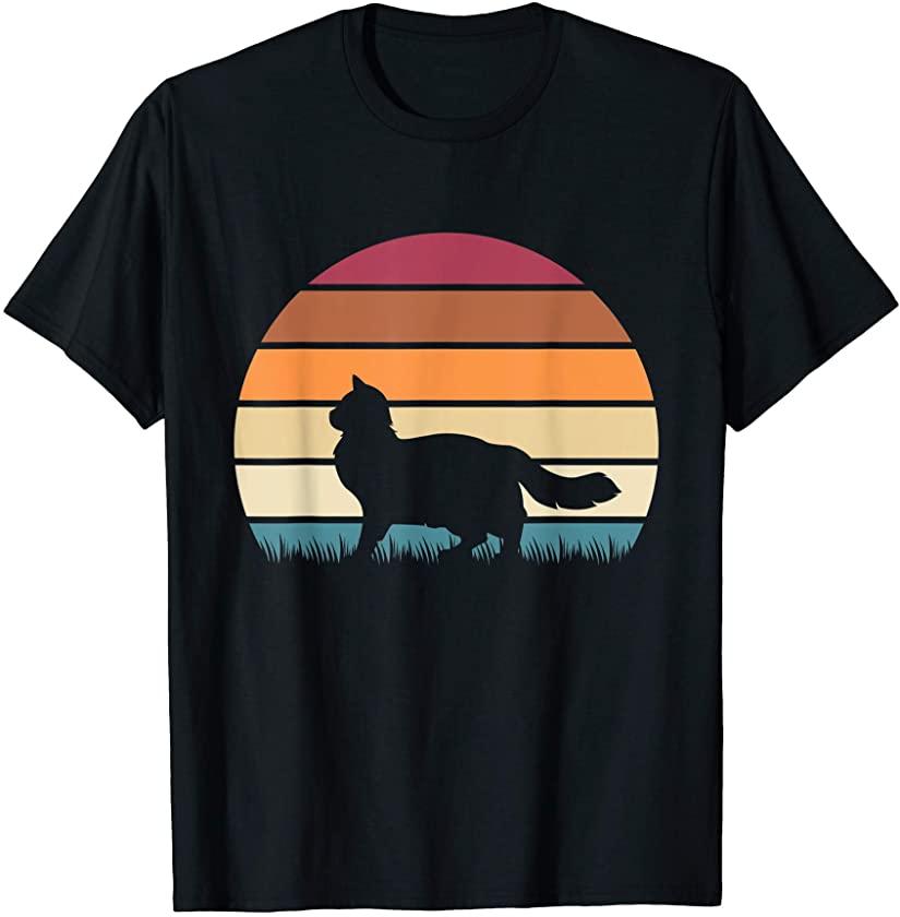 Retro Vintage Sunset Kitten Feline Pet Ragdoll Cat T-Shirt