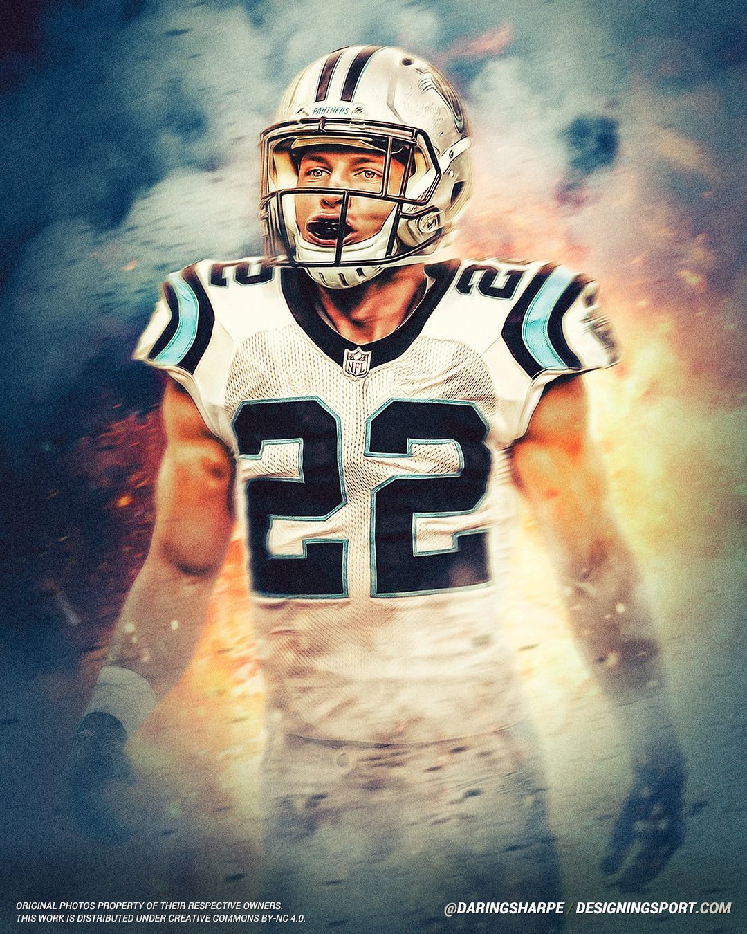 Christian Mccaffrey #22 Carolina Panthers Poster Canvas poster canvas