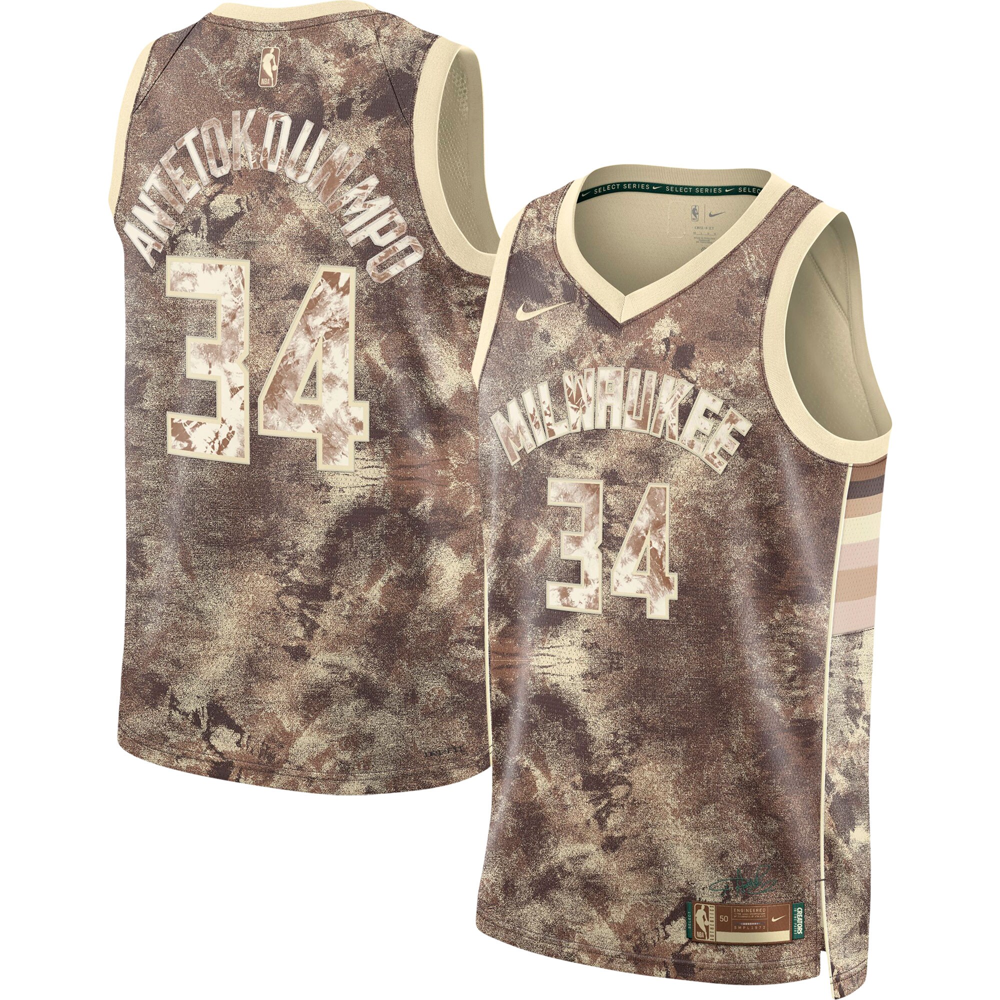 Giannis Antetokounmpo Milwaukee Bucks Unisex Select Series Swingman Jersey – Brown