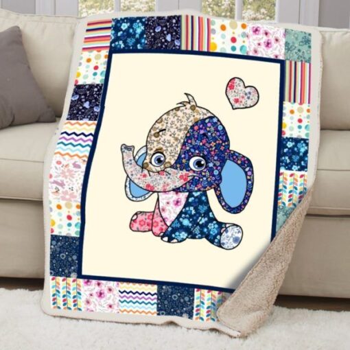 Happy Elephant Throw Quilt Soft Cozy Lightweight Premium Blanket