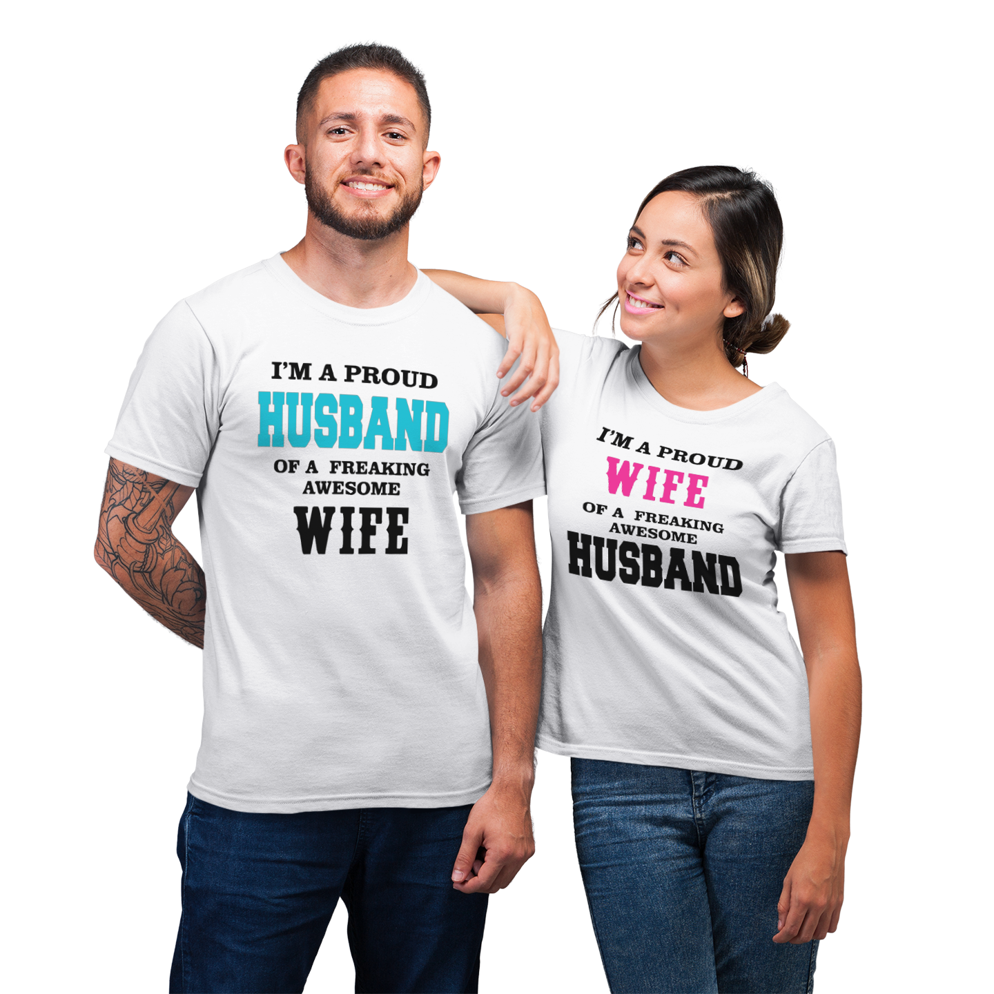 Proud Husband & Wife Matching Couple His Her Mr Mrs Gift T-Shirt