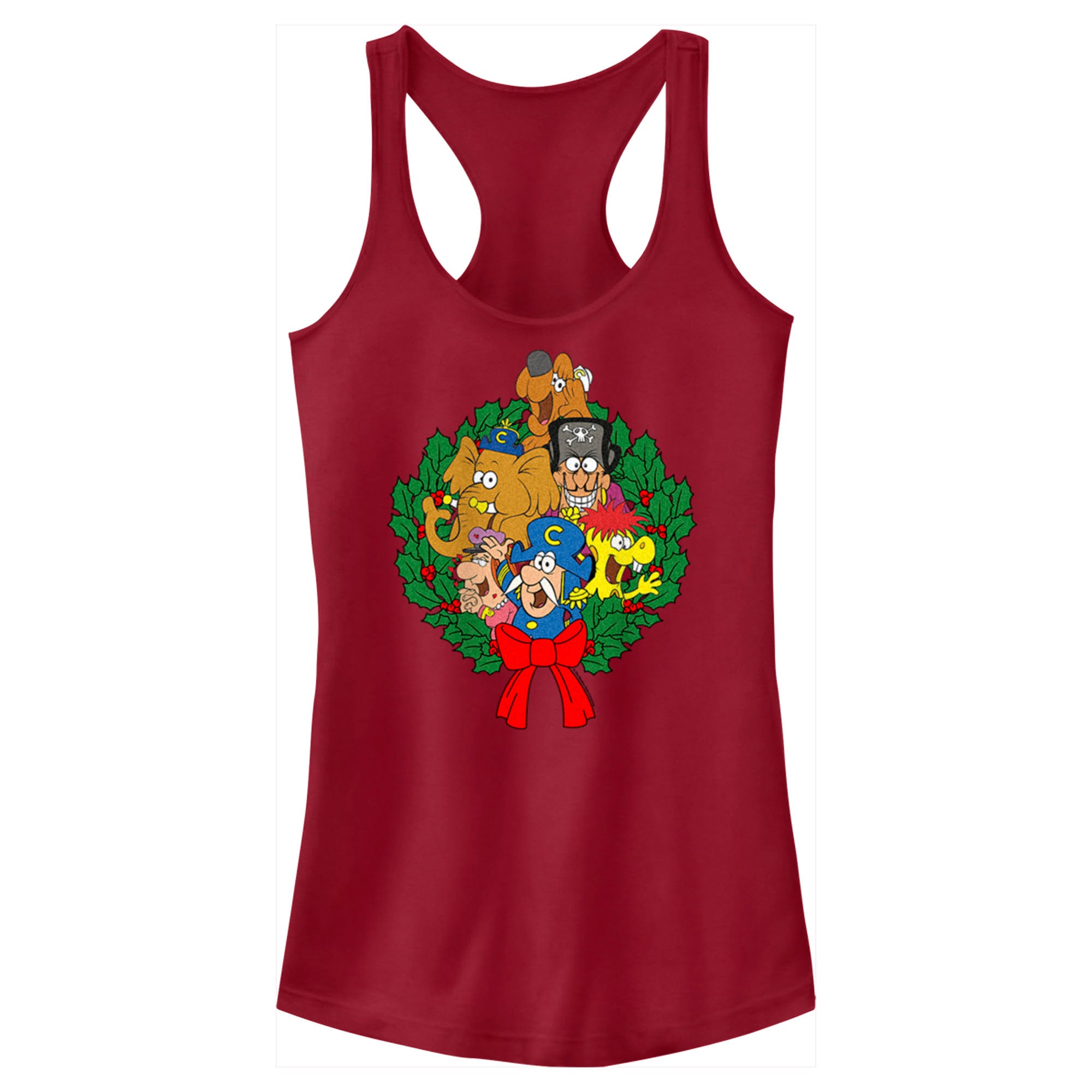 Junior’S Cap’N Crunch Christmas Crew Wreath Racerback Tank Top