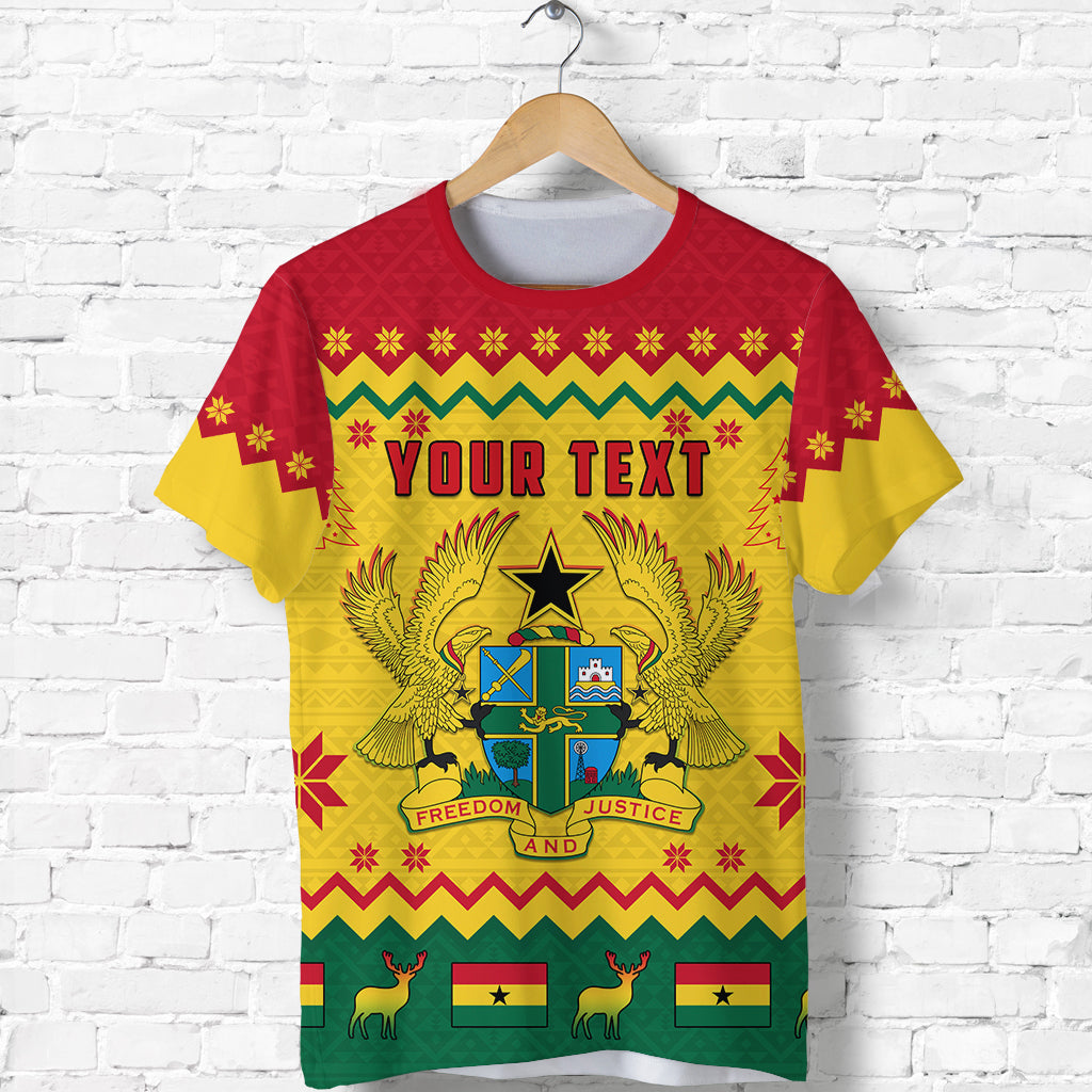 (Custom Personalised) Ghana Christmas T Shirt African Pattern Lt13