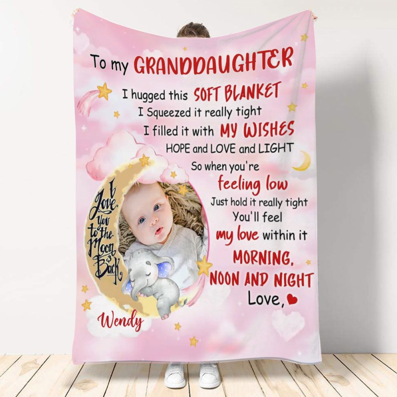 Personalized Custom Baby Photo Fleece Blanket, To My Granddaughter/Grandson