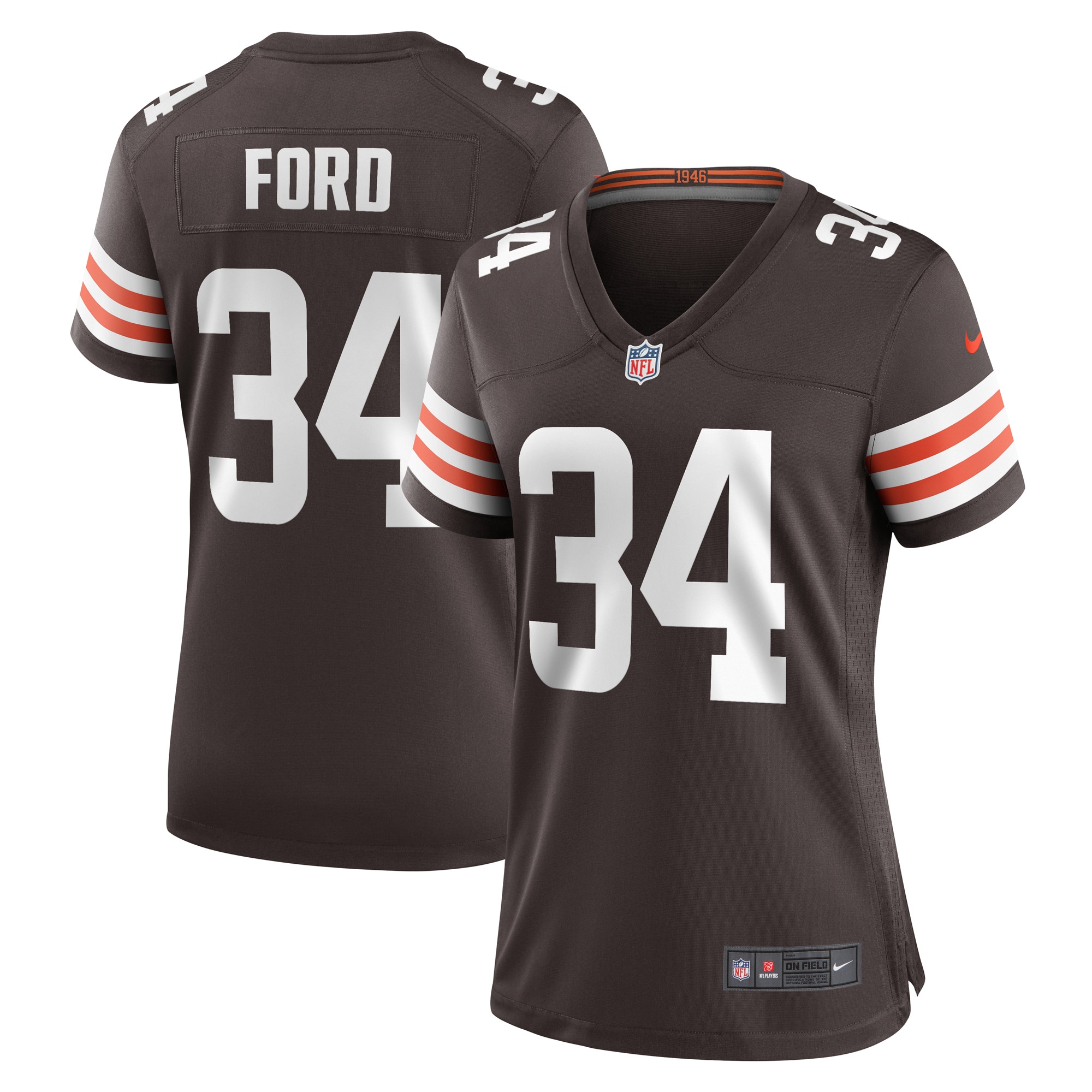 Women’s Cleveland Browns Jerome Ford Brown Game Player Jersey 2