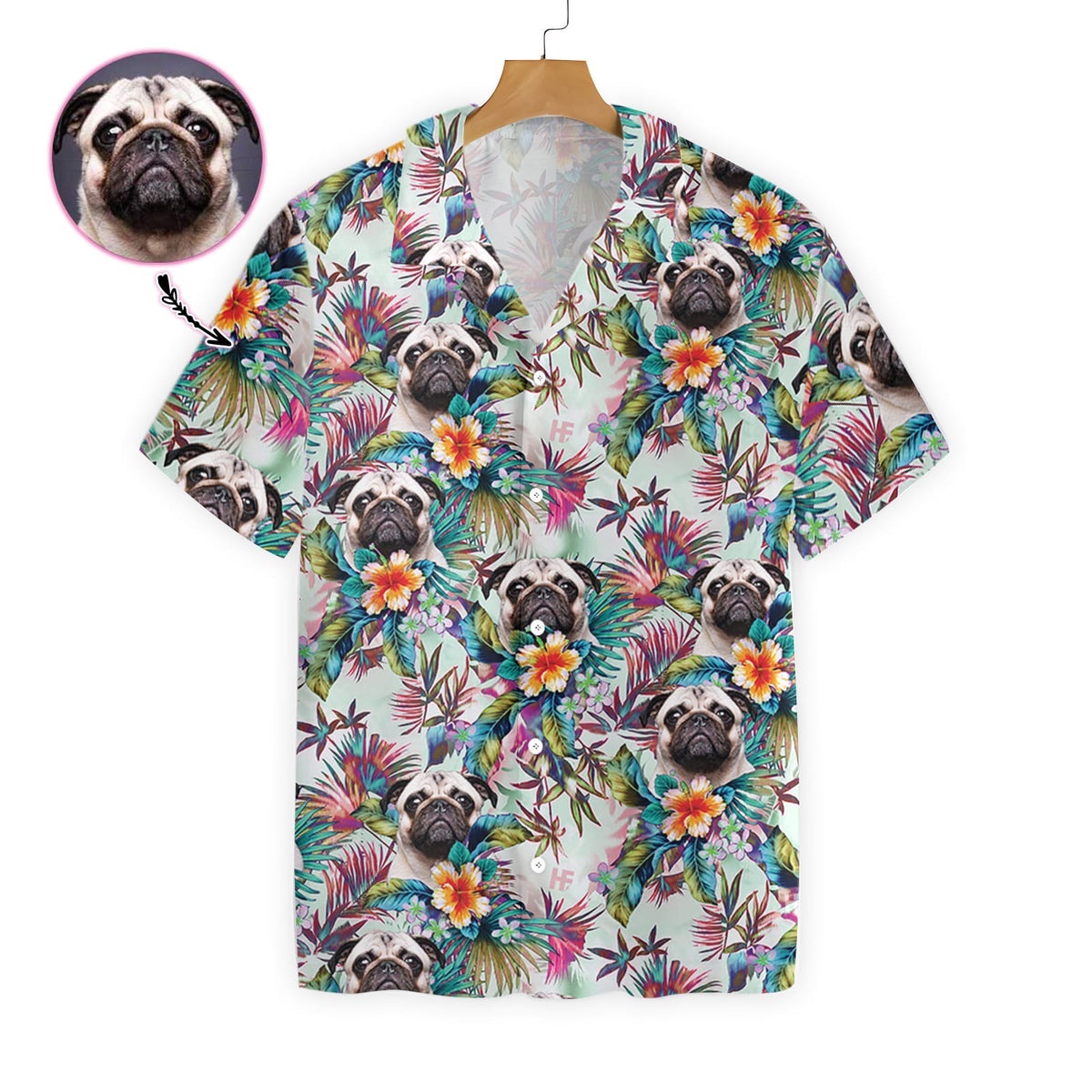 Dog With Tropical Flowers Custom Photo Hawaii Shirt For Men Women Adult Ha17143