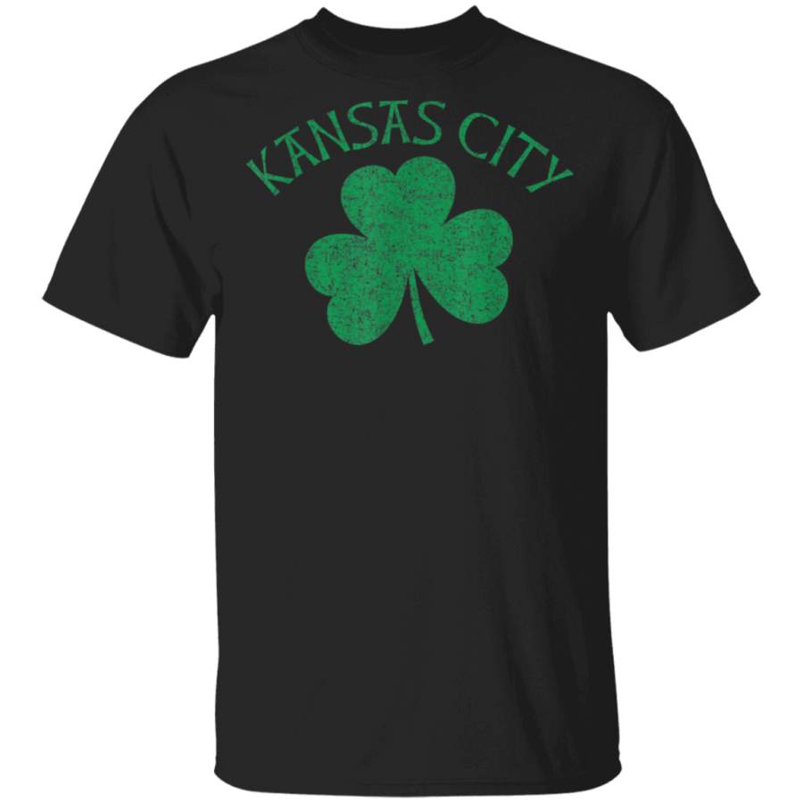 Kansas City Irish Shamrock Distressed Kelly Green Print TShirt