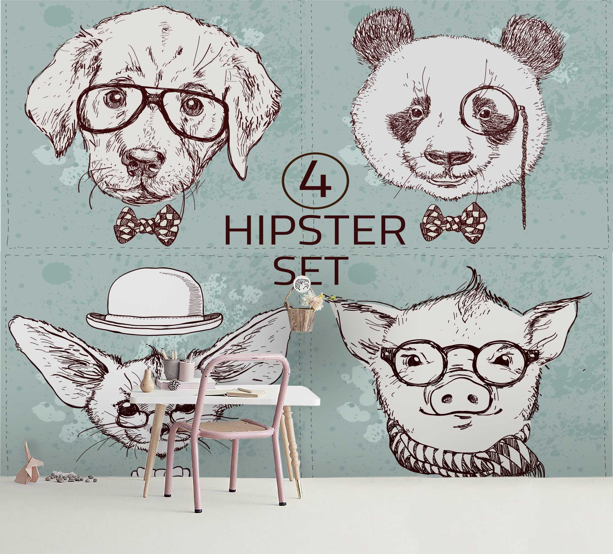 3D Color Cartoon Characters Animals Wall Mural Wallpaper 55