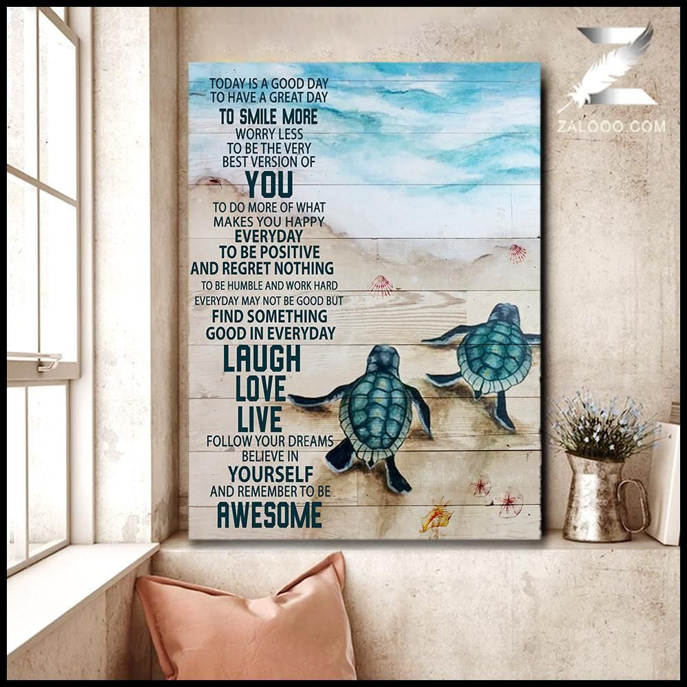 Canvas – Turtle – Today Is A Good Day Gift For Family, Wall Art Decor, Canvas Print, Home Decor