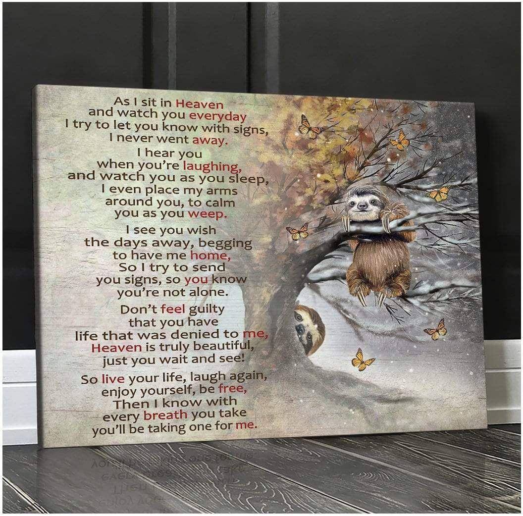 As I Sit In Heaven Sloth Wall Art Canvas Gift For Family, Wall Art Decor, Canvas Print, Home Decor