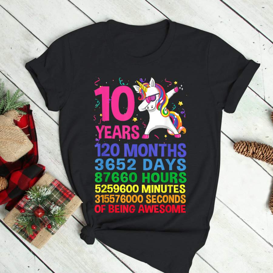 10 Years 120 months Being Awesome 10th Unicorn birthday T-Shirt