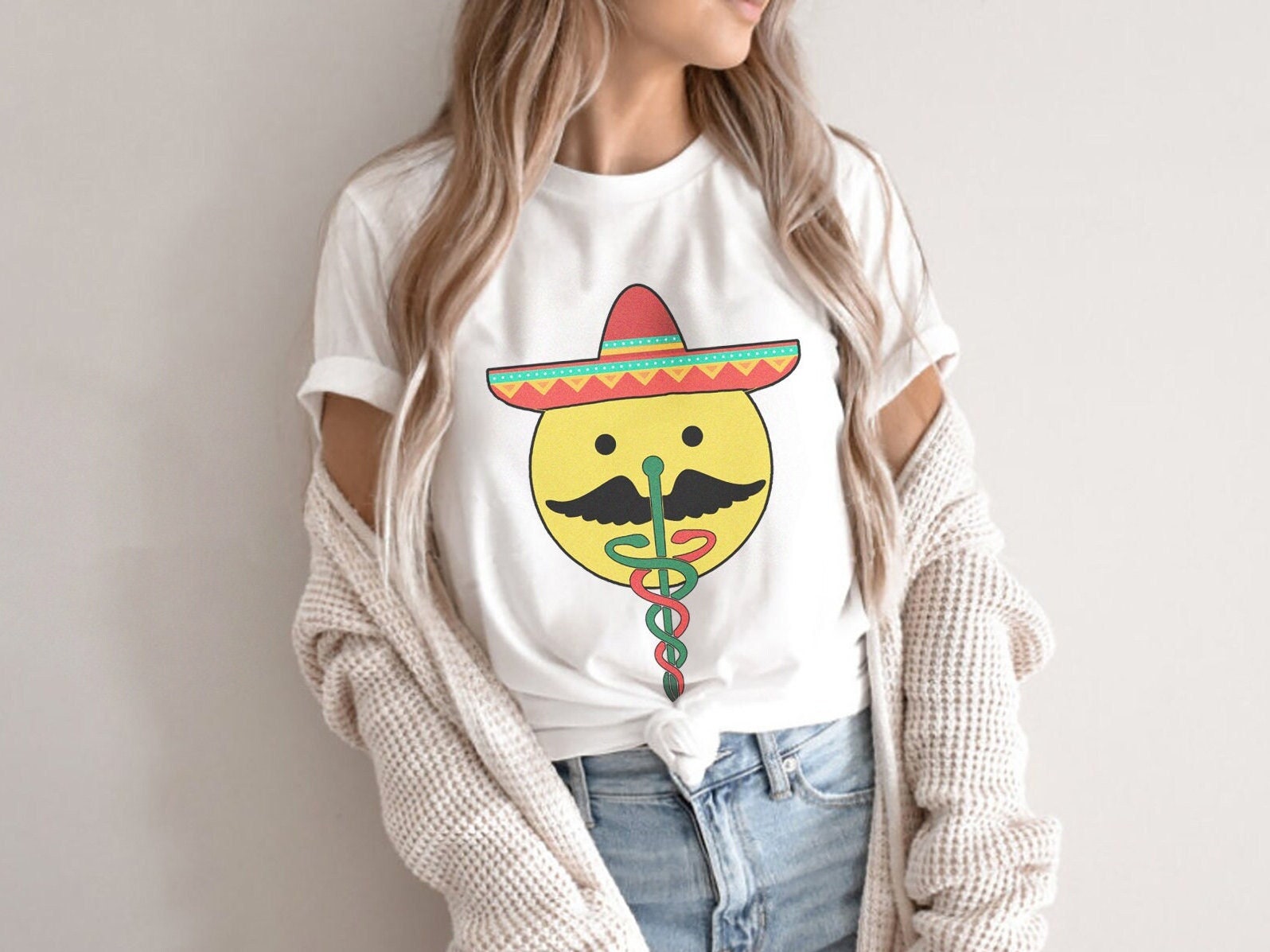 Nurse Cinco De Mayo T-Shirt, Healthcare worker Medical Symbol Mexico shirt, Sombrero Margarita Taco TShirt, Mexican Emoji Shirt, Fiesta gift