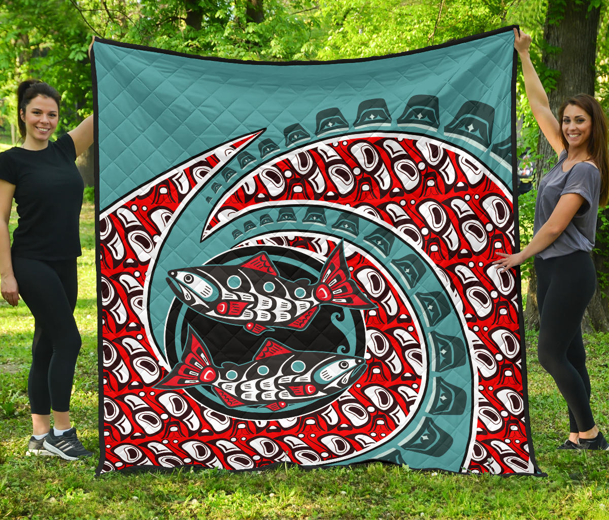 1Stcanada Premium Quilt- Spawning Salmon Native American Style A25