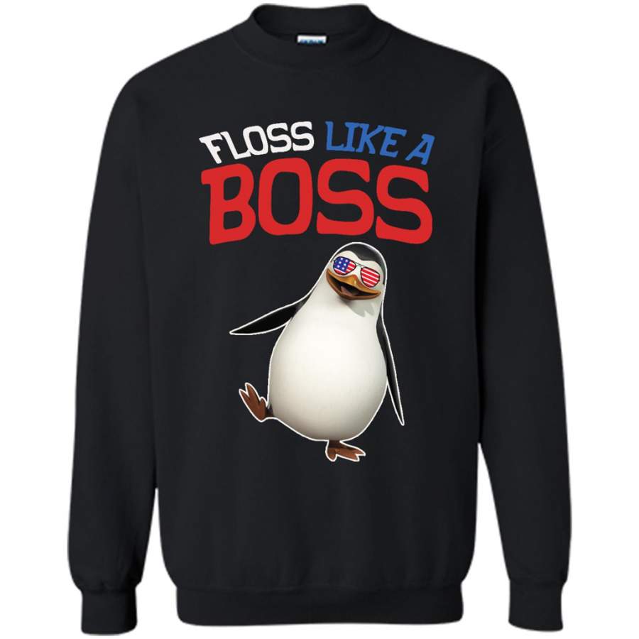 Floss Like A Boss Dance Penguin Flossing 4th Of July – Gildan Crewneck Sweatshirt